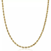 14K Yellow Gold Diamond Cut Rope Chain Necklace 3mm - Unisex ALL Sizes
